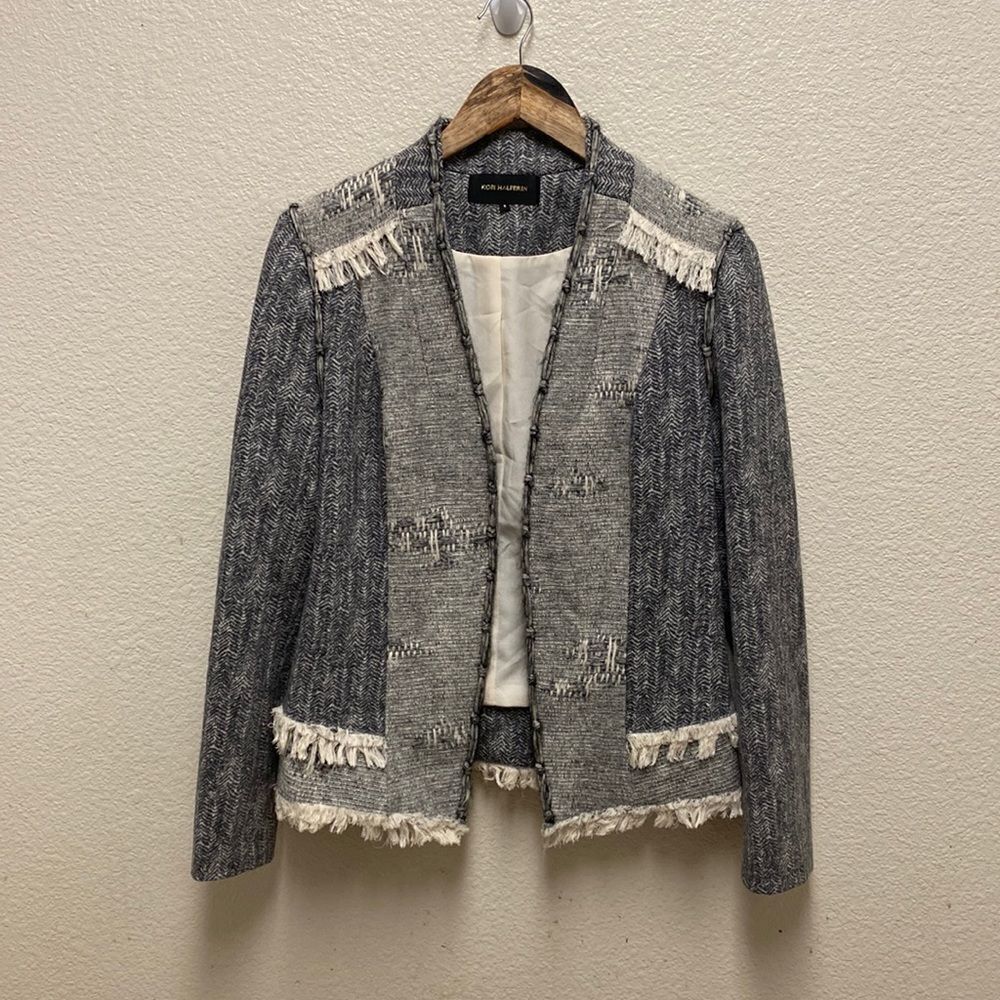Kobi Halperin Textured Fringe Blazer Small